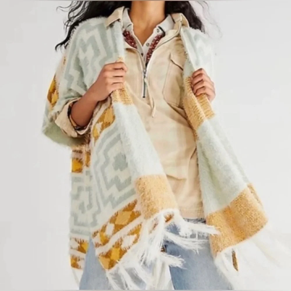 Free People Diamondback Cozy Kimono in Ivory & Cream - OS - Yellowstone vibe! 🦌